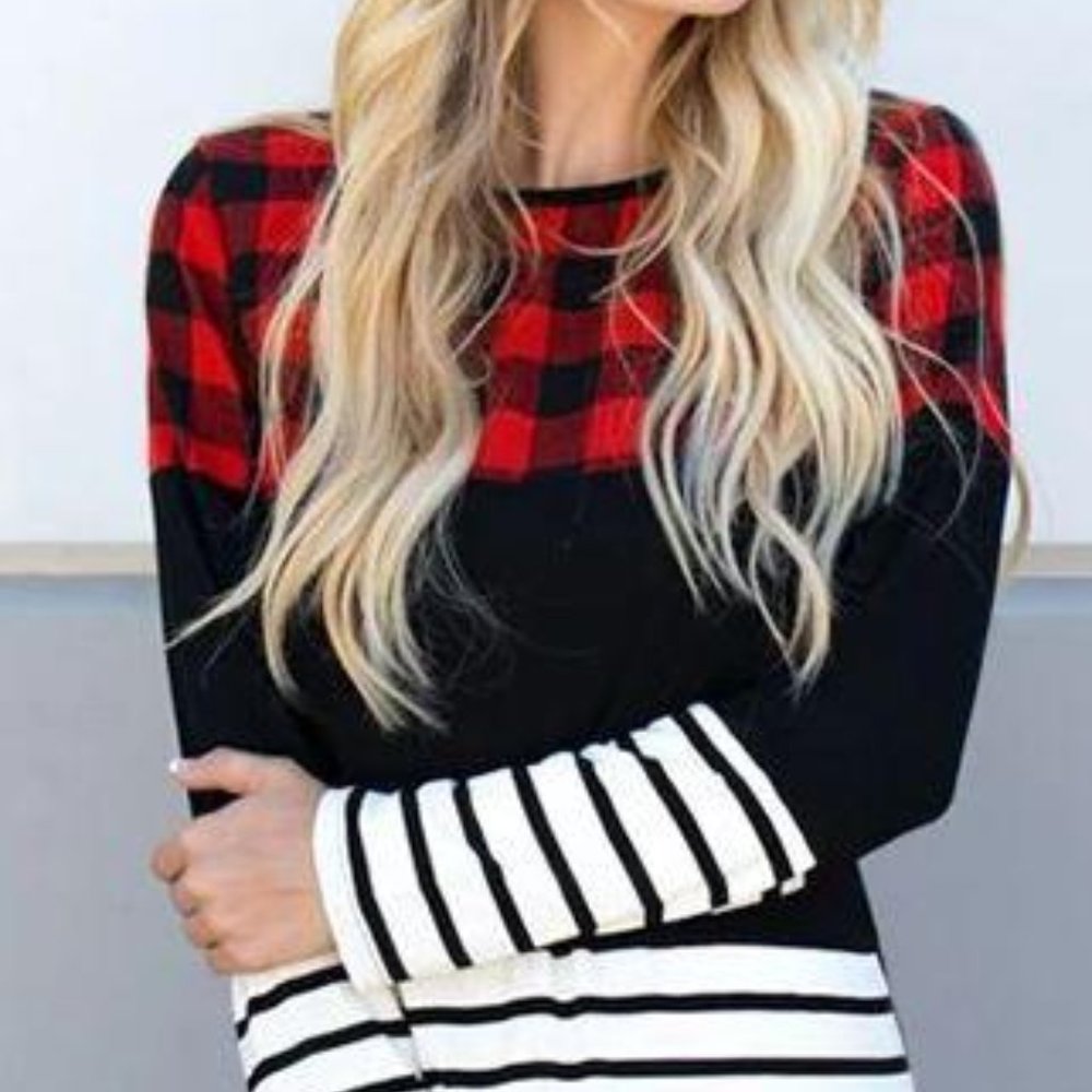 NWOT Plaid Striped Long Sleeve Shirt
